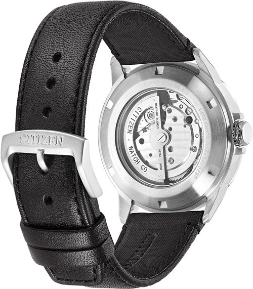 Orologio Uomo Citizen Automatico Nero Open Heart Titanio Pelle NH9120-11E