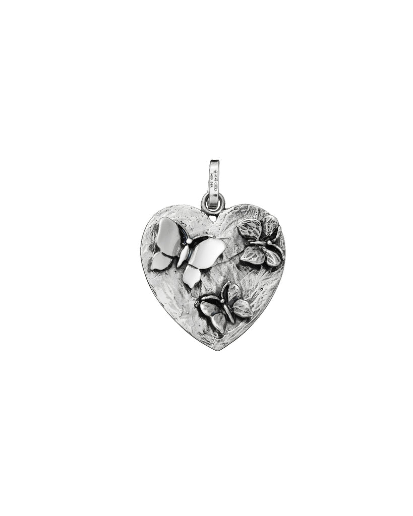 Charm Donna Giovanni Raspini Argento 925 Cuore Con Farfalle Realizzato A Mano 06958