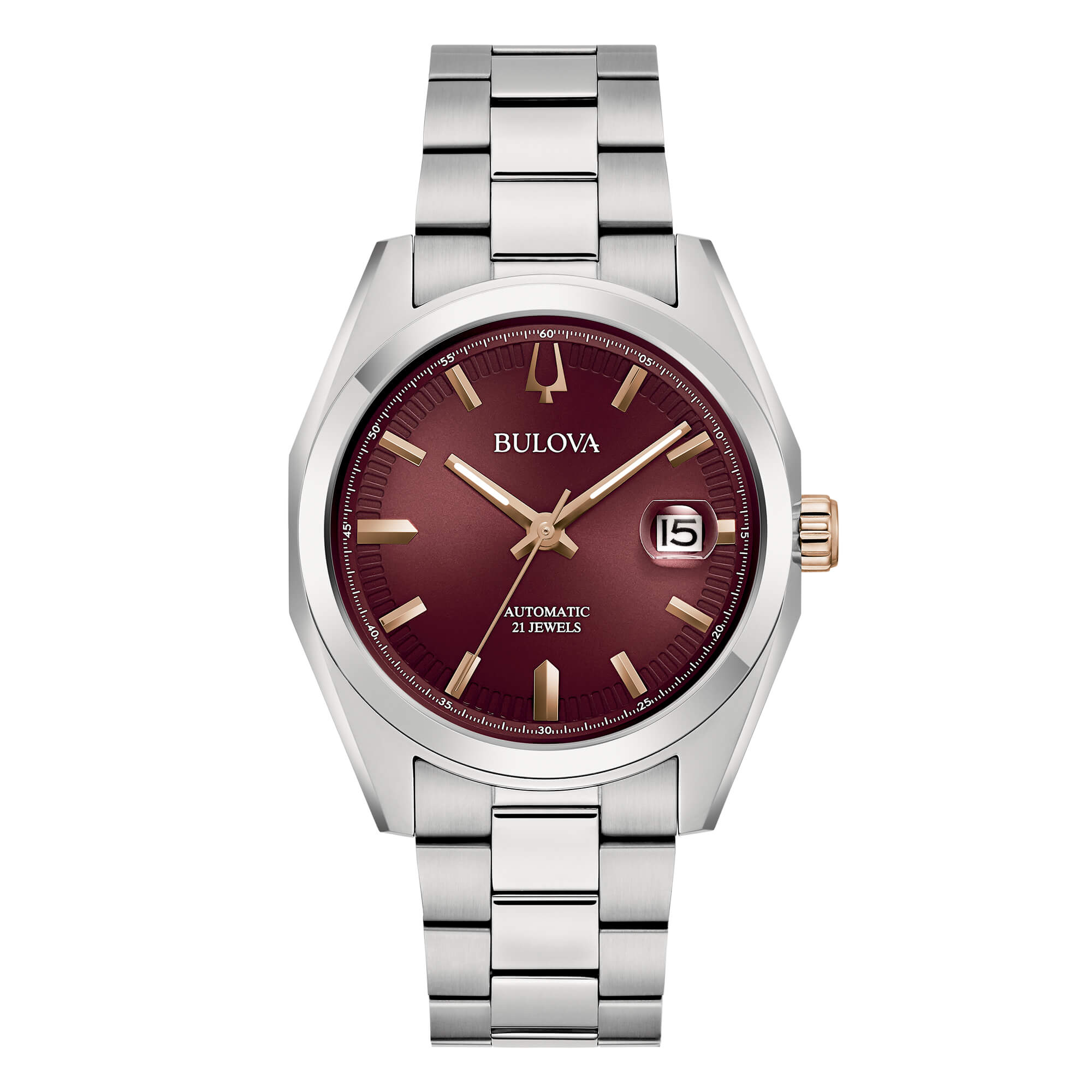 Orologio Uomo Bulova Surveyor Automatico Bordeaux Acciaio 98B422