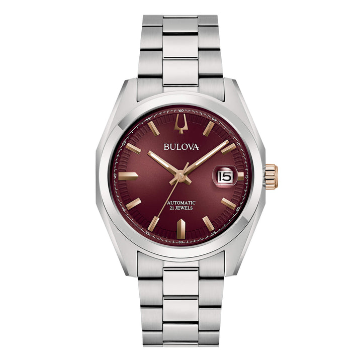 Orologio Uomo Bulova Surveyor Automatico Bordeaux Acciaio 98B422