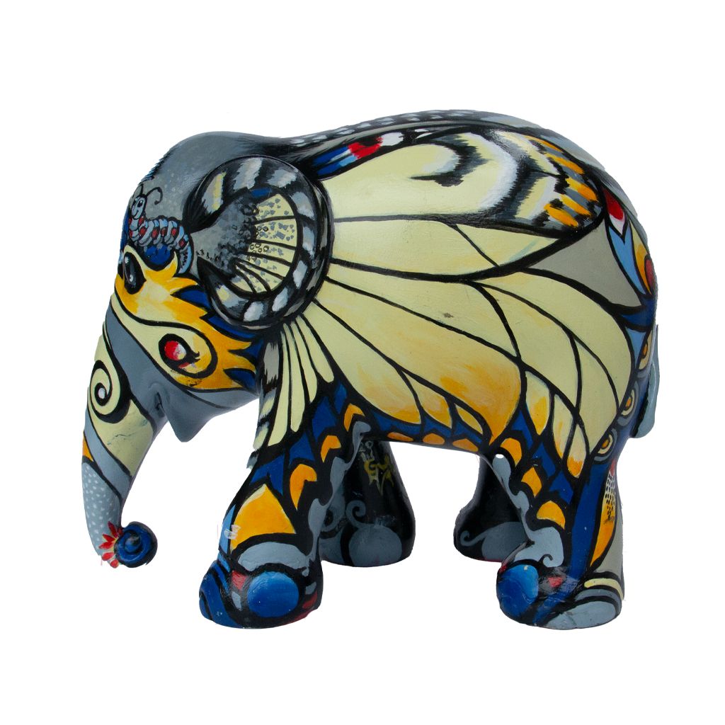 Scultura Elefante Butterfly Effect 10 cm Resina Dipinto A Mano 8858831263734