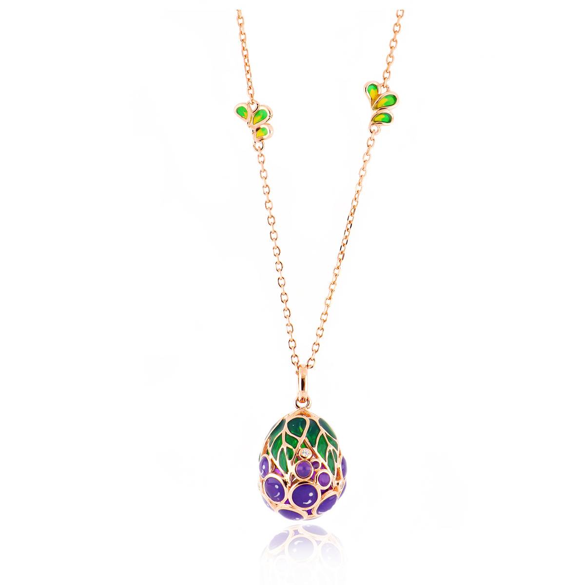 Collana Donna Tsars Argento Rosè 925 Tamara Smalto Viola Zirconi Verde TMP07RGR