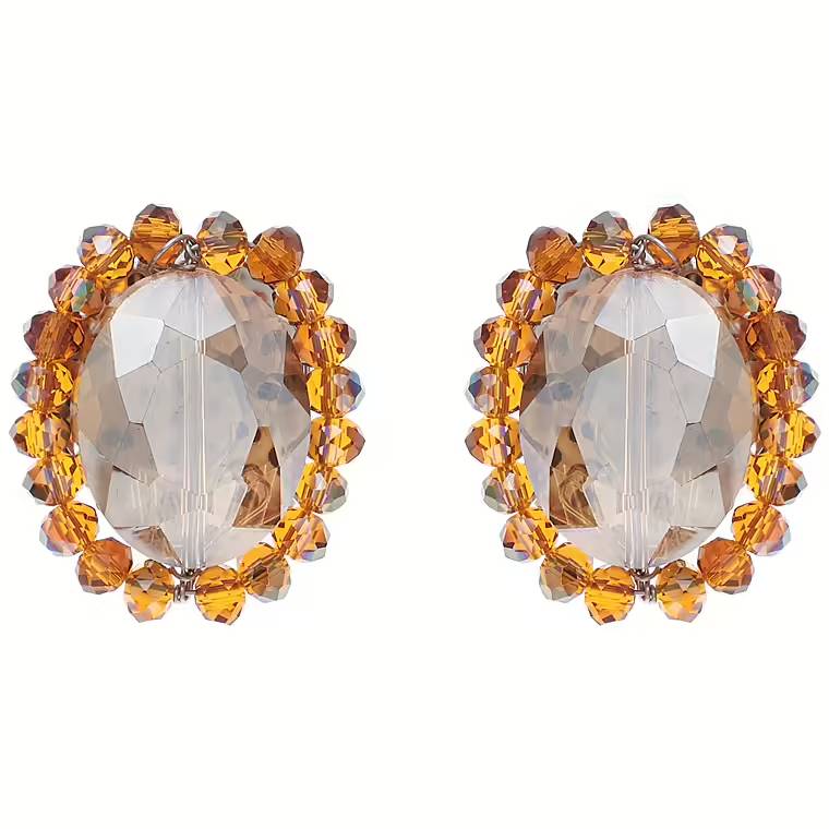 Orecchini Donna Ottaviani Bronzo Argentato Cristalli ambra  501061O