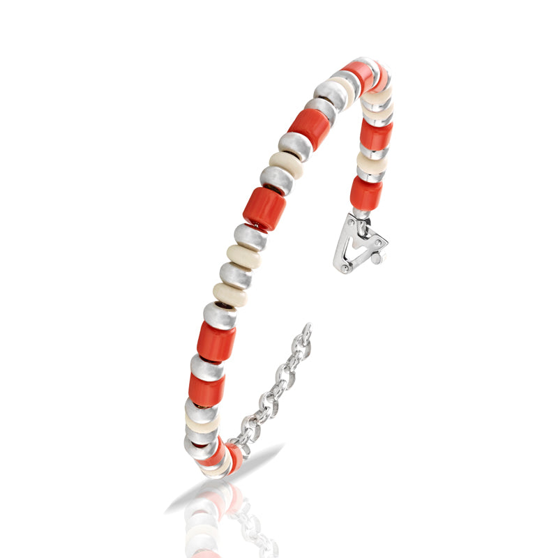 Bracciale argento 925%, bambù e diamante nero ct 0,01 Multicolor ABS003
