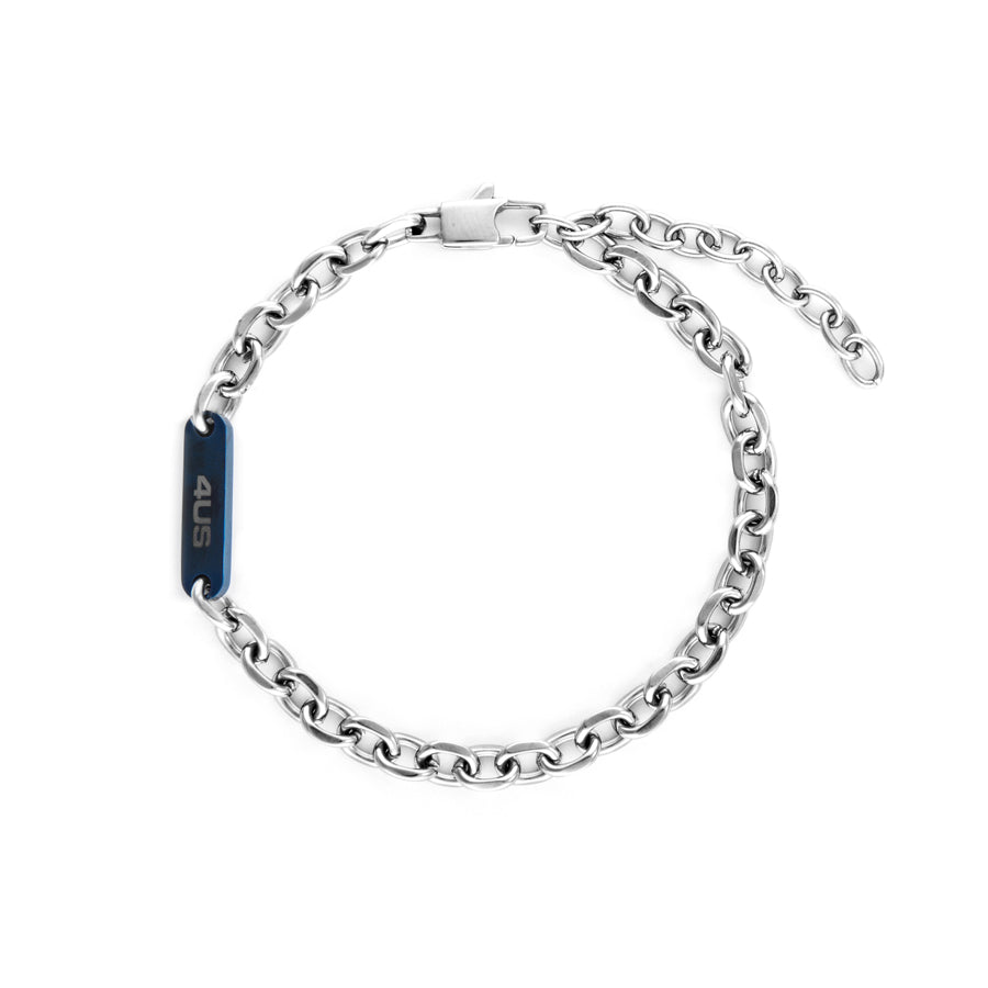 Bracciale Uomo 4US Cesare Paciotti Acciaio Blu Targhetta Rigida Lucida 4UBR6145