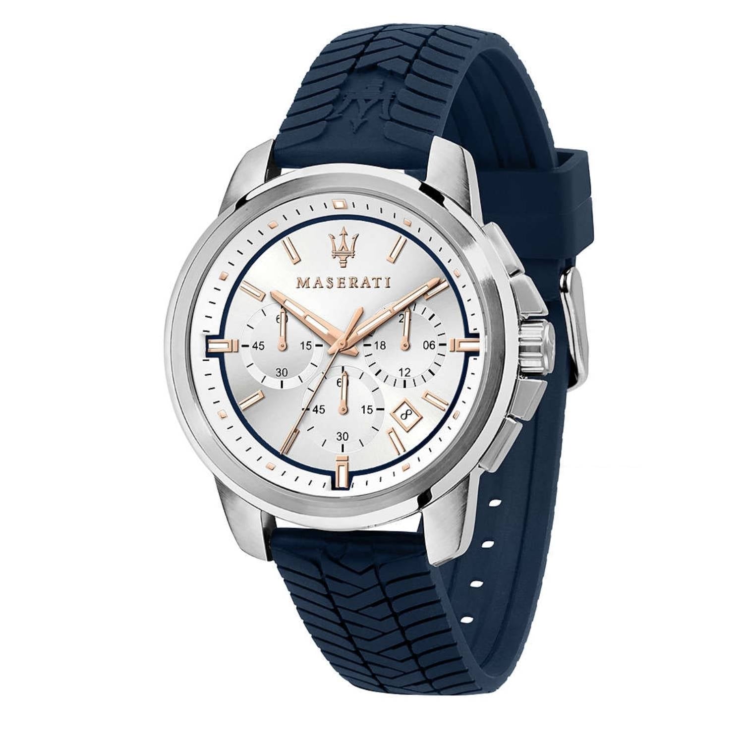 Orologio Uomo Acciaio Maserati Quarzo Cronografo Data Bianco Rosè Blu R8871621013