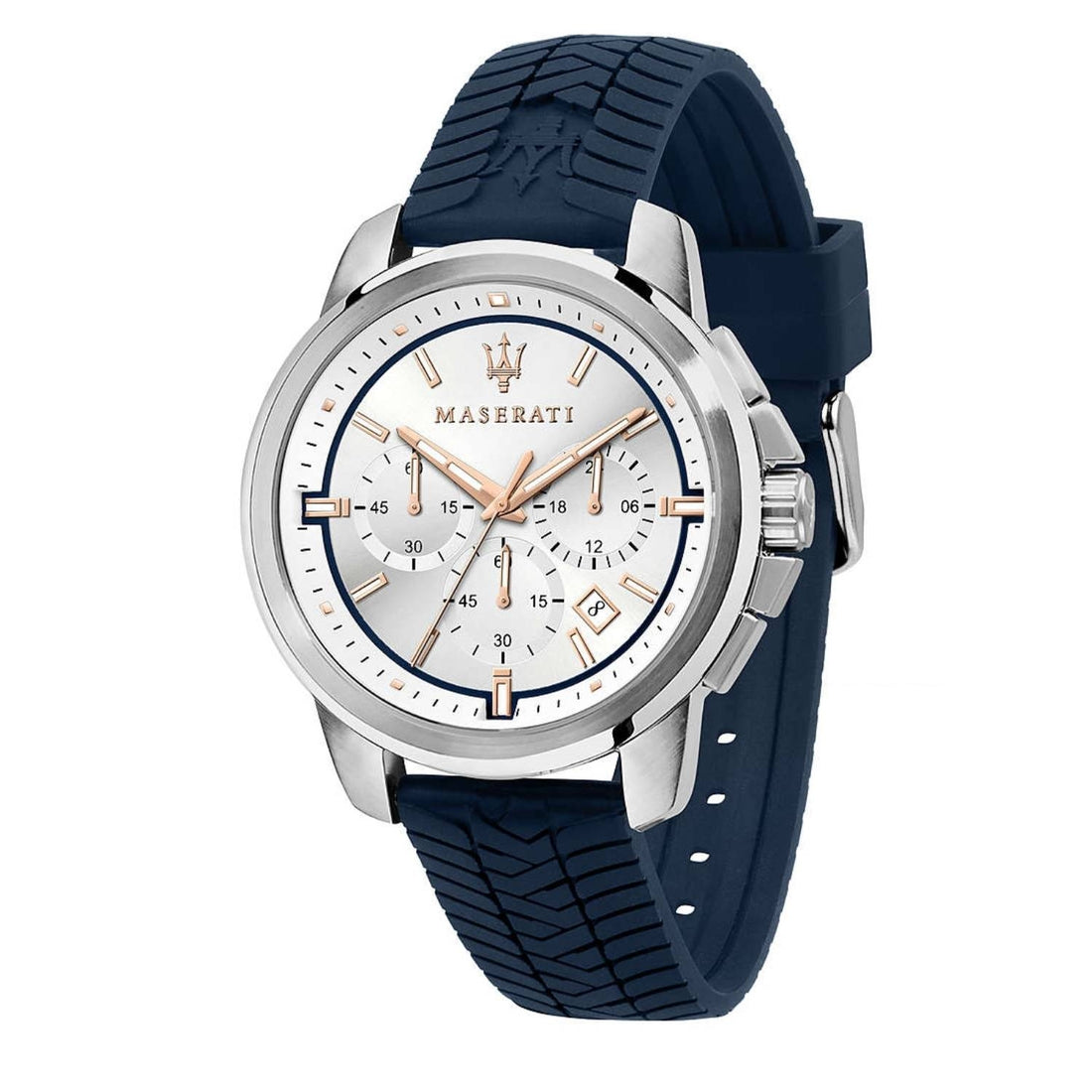 Orologio Uomo Acciaio Maserati Quarzo Cronografo Data Bianco Rosè Blu R8871621013