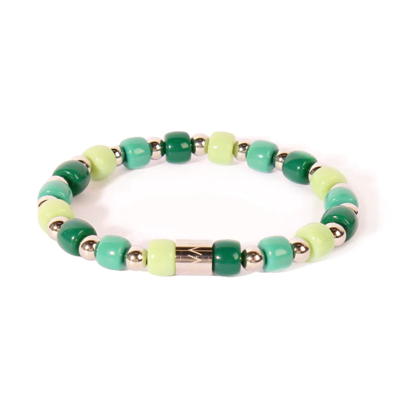 Bracciale Uomo Ivan Basile Elastico Acciaio Pietra Ceramica Verde Azzurra LV_15-M