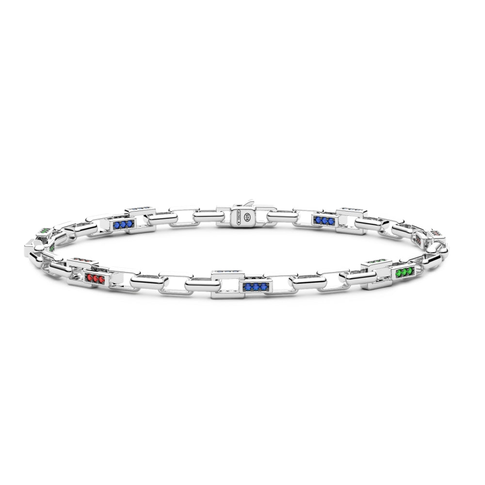 Bracciale Uomo Zancan Tennis Argento 925 Quarzi Naturali Colorati ESB320-BRV