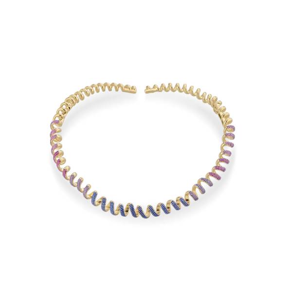 Collana Donna Sogni Bronzo Rigida Vortice Zirconi Multicolor LCL005GM