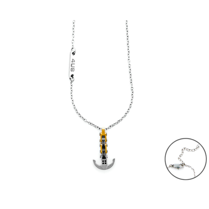Collana Uomo 4US Cesare Paciotti Acciaio Ceramica Nera Ancora Zirconi 4UCL5956