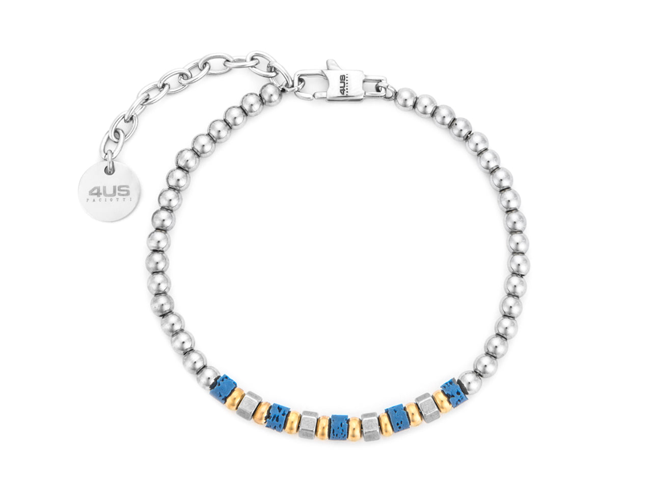 Bracciale Uomo 4US Cesare Paciotti Acciaio Biglie di Pietra lavica 4UBR7812