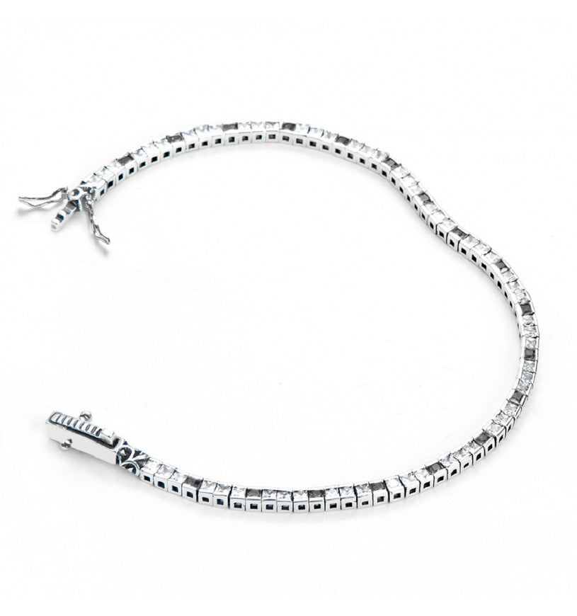 Bracciale Uomo Cesare Paciotti Argento 925 Tennis Zirconi Bianchi E Neri JPBR2315B/19