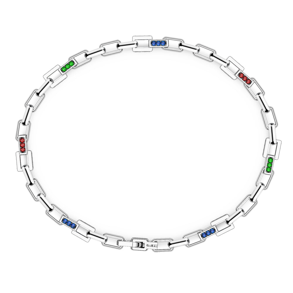 Bracciale Uomo Zancan Tennis Argento 925 Quarzi Naturali Colorati ESB320-BRV