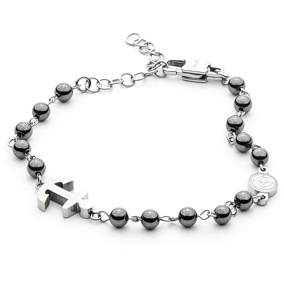 Bracciale Uomo 4US Cesare Paciotti Acciaio Ed Ematite Simbolo Ancora 4UBR4454