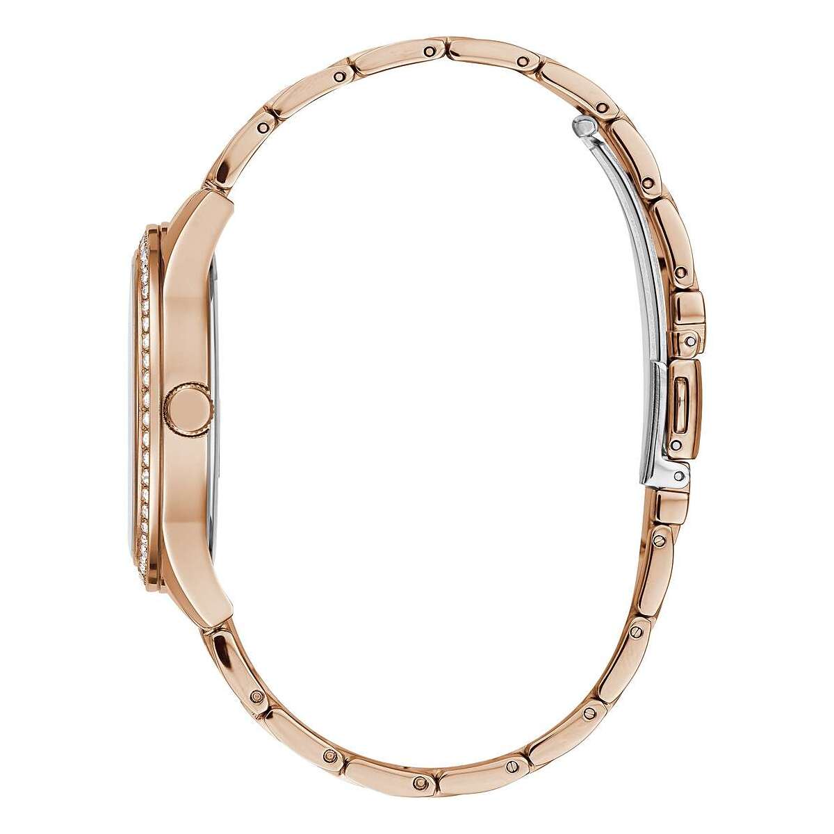 Orologio Donna Guess Quarzo Solo Tempo Acciaio Rosè Zirconi Fantasia W1280L3