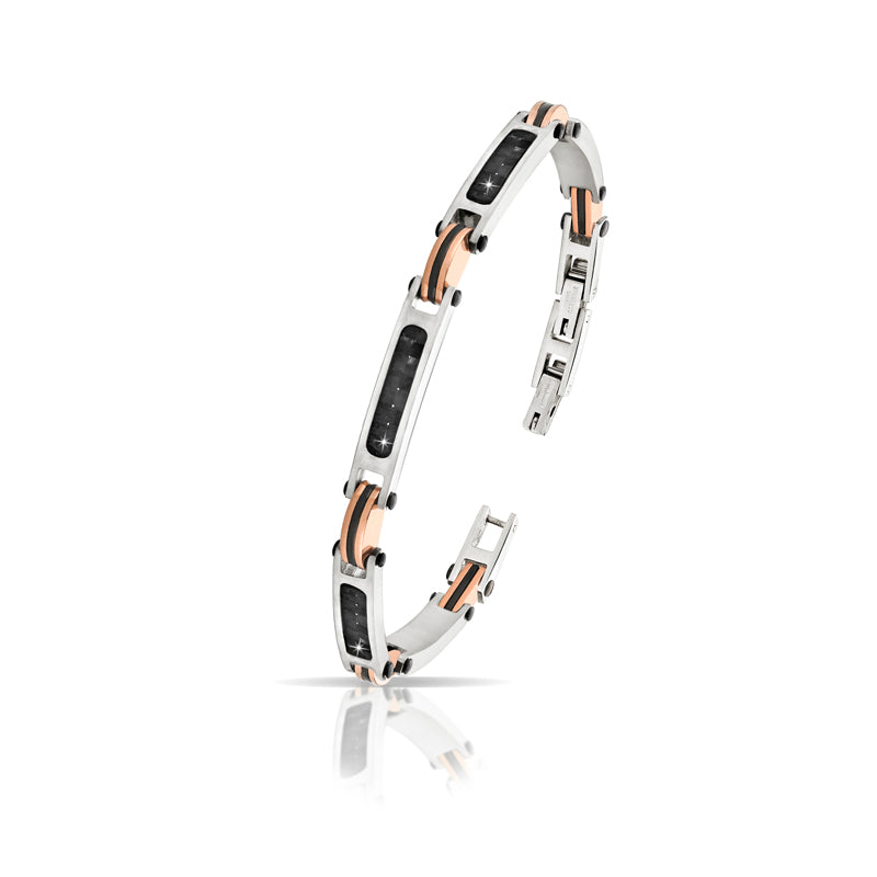 Bracciale Uomo Acciaio Arkano Fibra di Carbonio BAC101RN