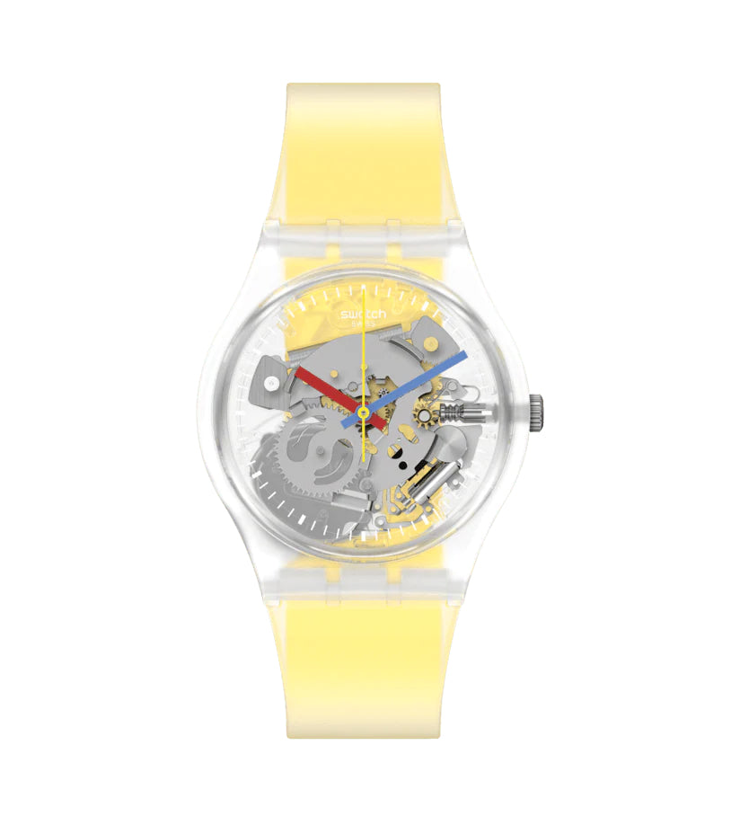Orologio Uomo Swatch Quarzo Solo Tempo Monthly Drops Scheletrato Giallo GE291
