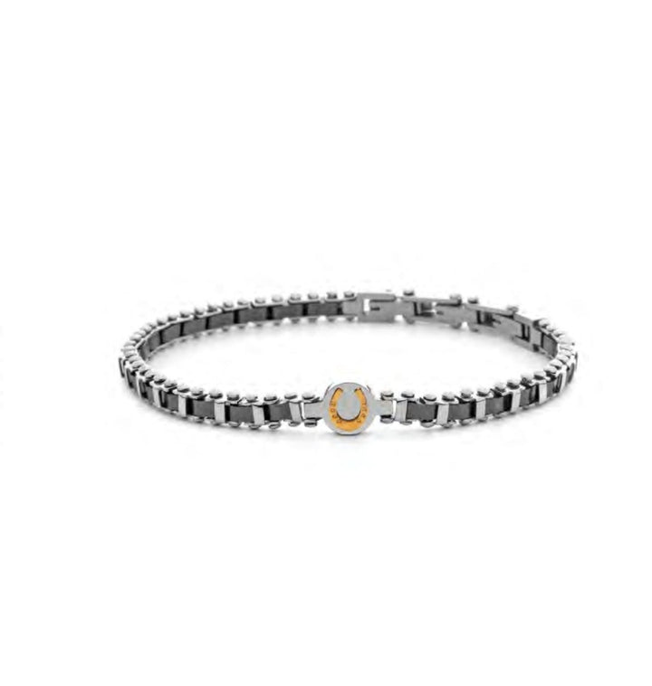 Bracciale Uomo 4US Cesare Paciotti Acciaio Ceramica Nera 4UBR8013