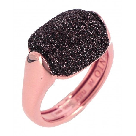 ANELLO PESAVENTO DONNA IN ARGENTO ROSÈ CON POLVERE DI DIAMANTI NERA WPLVA1927/M