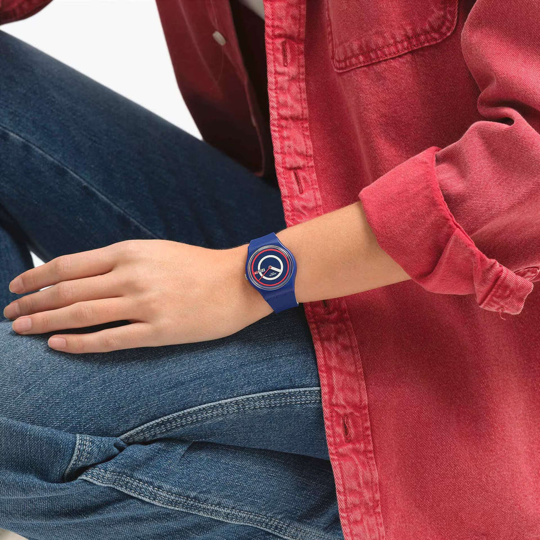 Orologio Unisex Bambino Swatch Bioceramic Cerchi Blu Quarzo Doppia Data SO28N703