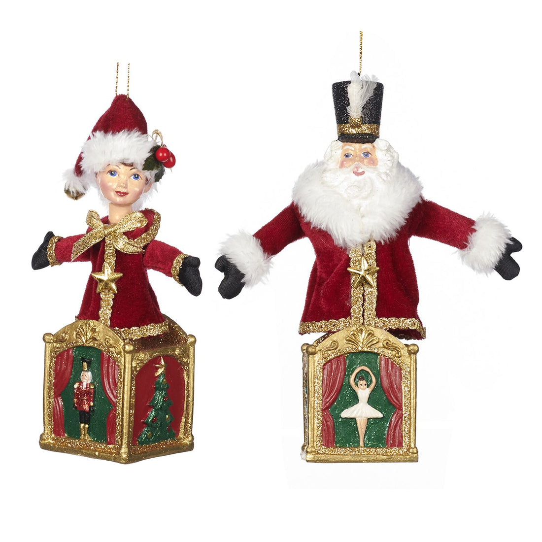 Babbo Natale Coppia Elfo Goodwill Artigianale Pupazzo Filo Altezza 20 cm B89012