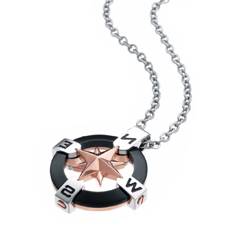 Collana Uomo Zancan Acciaio e pvd nero rosa dei venti  EHC014