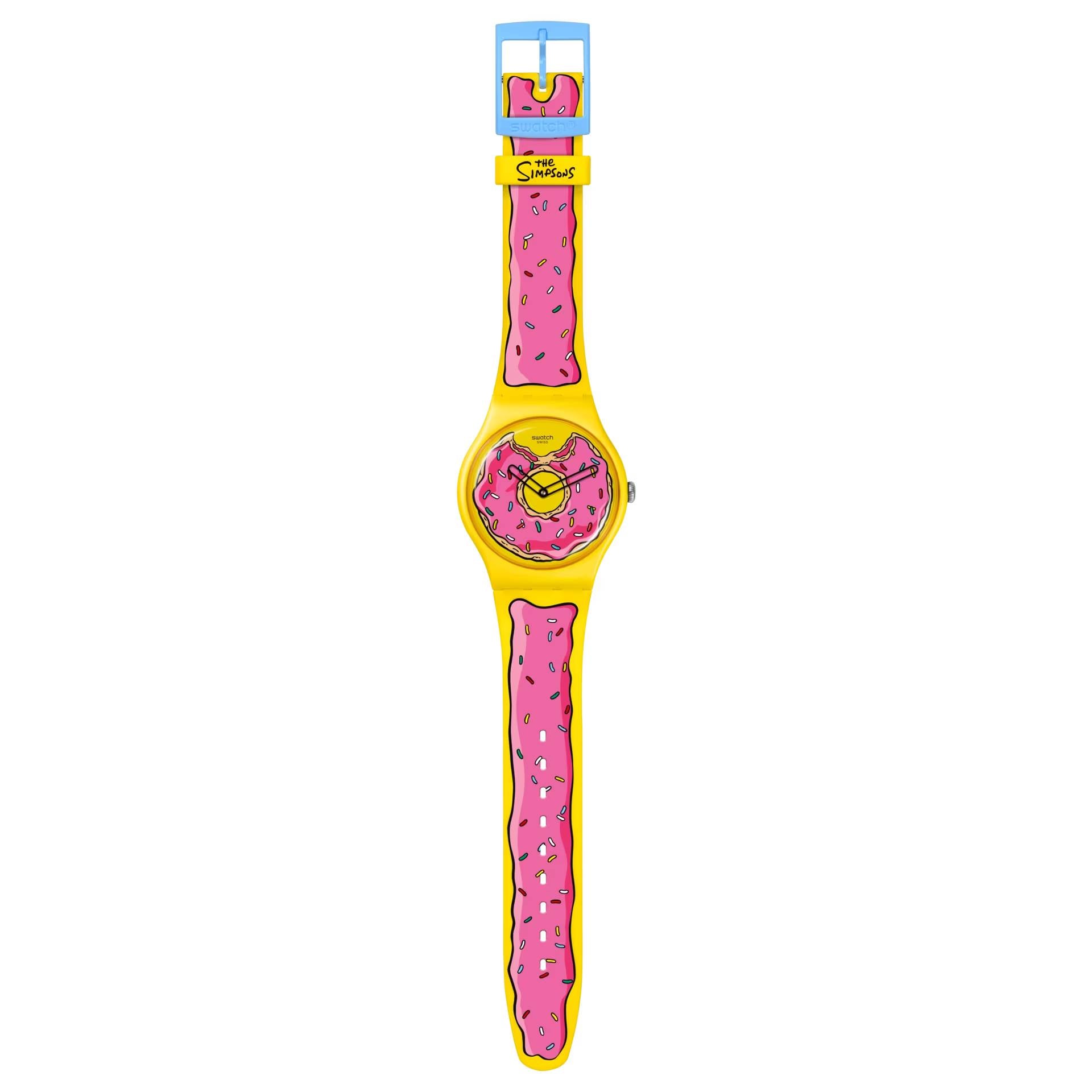 Orologio Unisex Swatch The Simpson Ciambella Homer Quarzo Solo Tempo Giallo SO29Z134