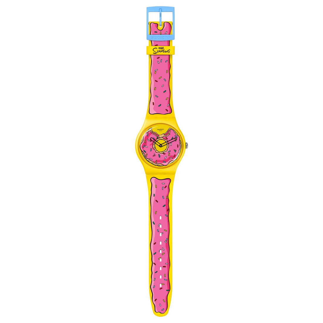 Orologio Unisex Swatch The Simpson Ciambella Homer Quarzo Solo Tempo Giallo SO29Z134