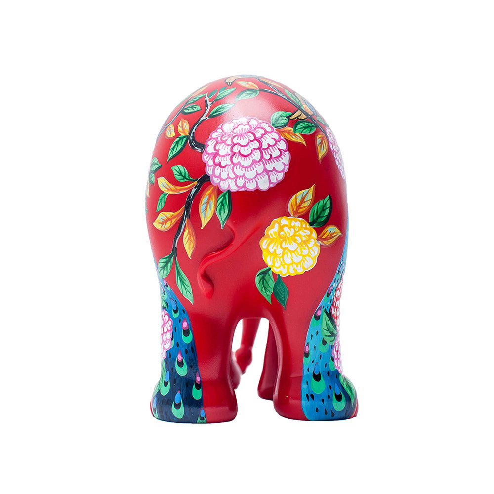 Scultura Elefante Onlylux Peacock Garden 20 cm Resina Dipinto A Mano 8858831237452