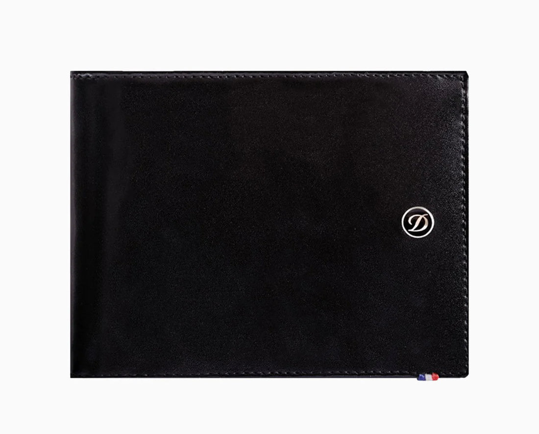 Portafoglio Uomo Dupont Pelle Nero Liscio 6 Carte Logato 180002