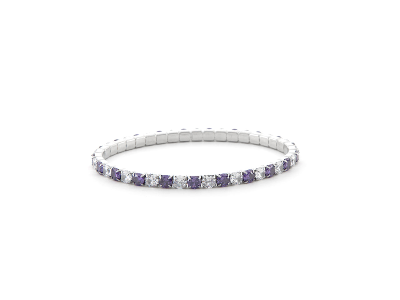 Bracciale Donna 4US Cesare Paciotti Tennis Acciaio Zirconi Glicine e bianchi a molla 4UBR6673W