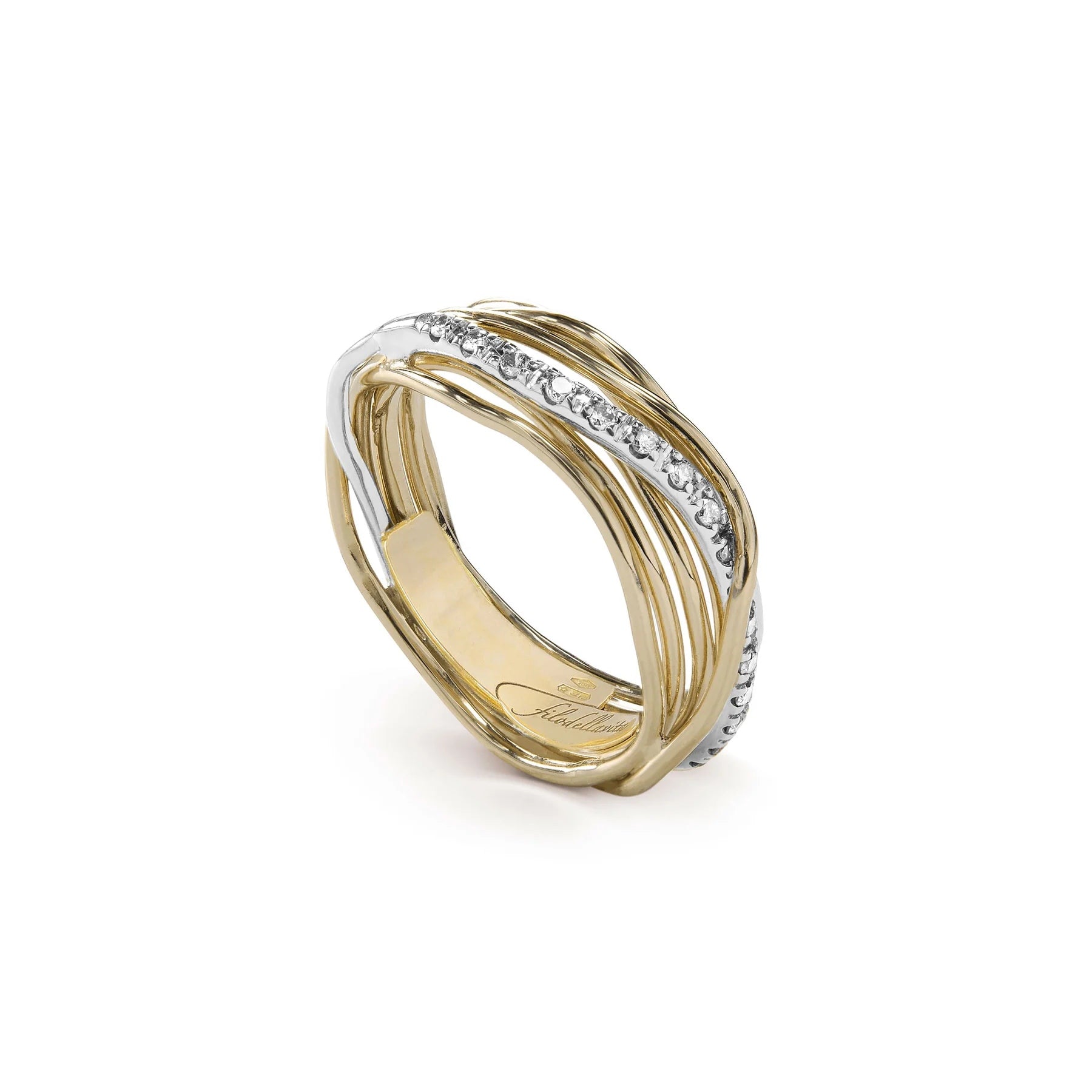 Anello Donna Filodellavita 7 Fili Oro Giallo 9 KT Diamanti Bianchi Mis 17 AN327GBBT