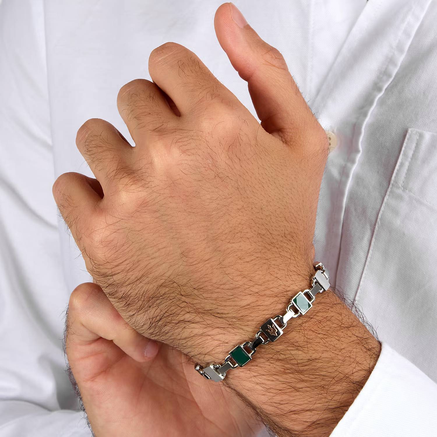 Bracciale Uomo Acciaio Maserati  Con Ceramica Verde JM424ATZ43