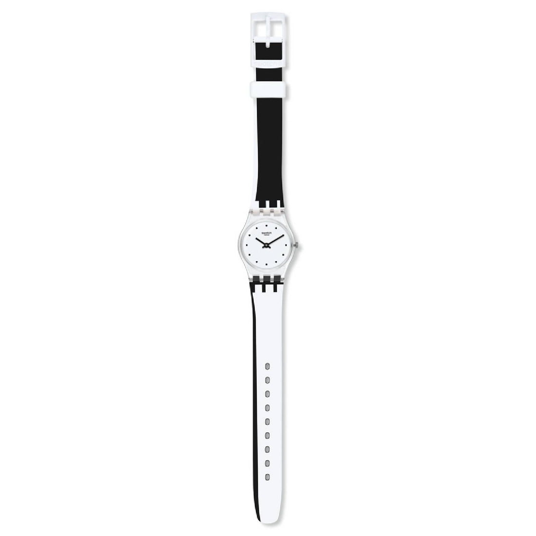 Orologio Donna Bambino Gomma Resina Swatch Quarzo Solo Tempo Bianco Nero LK370