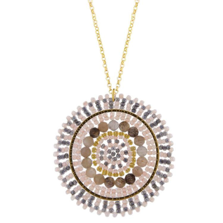 Collana Donna Magnolia Bronzo Dorato Perline Rosa CL11003-1