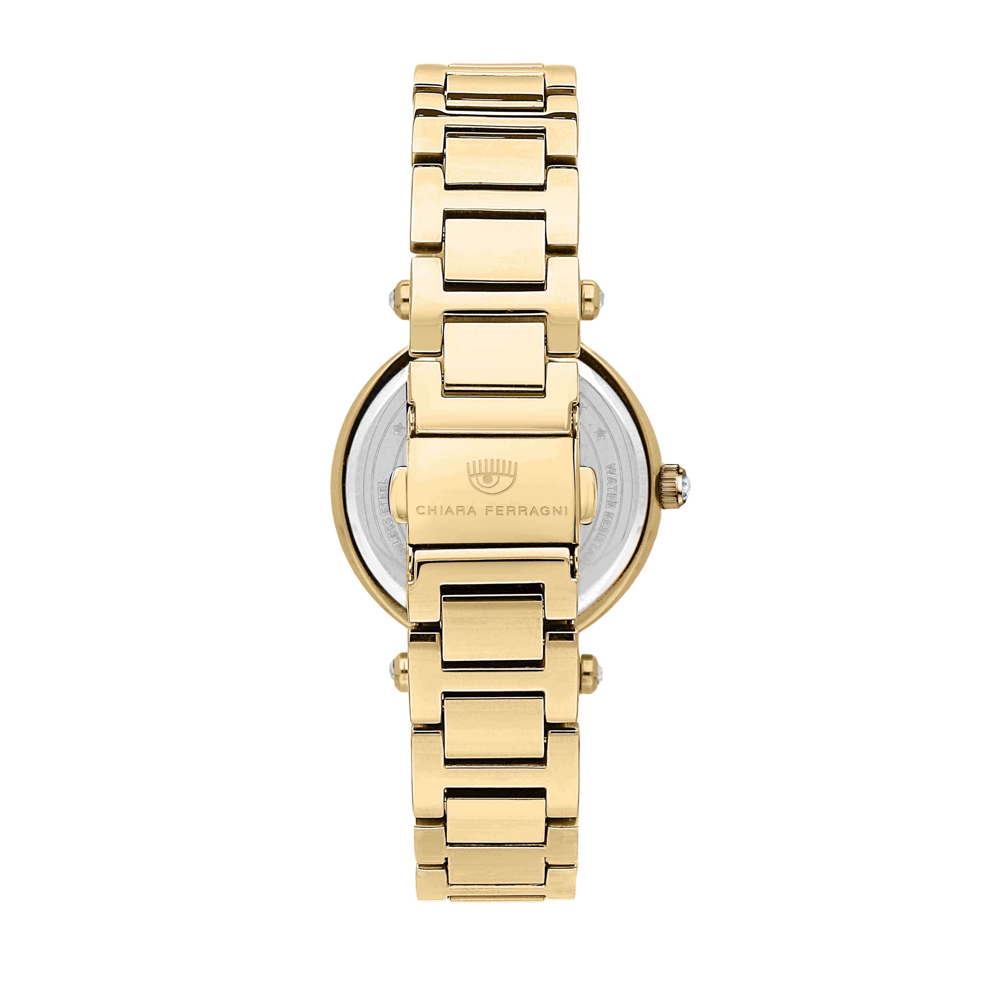 Orologio Donna Chiara Ferragni Quarzo solo Tempo Acciaio Dorato Zirconi Bianchi