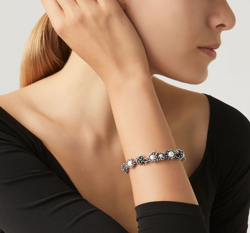 Bracciale Donna Giovanni Raspini Argento 925 Anemone Perle Semirigido 11264