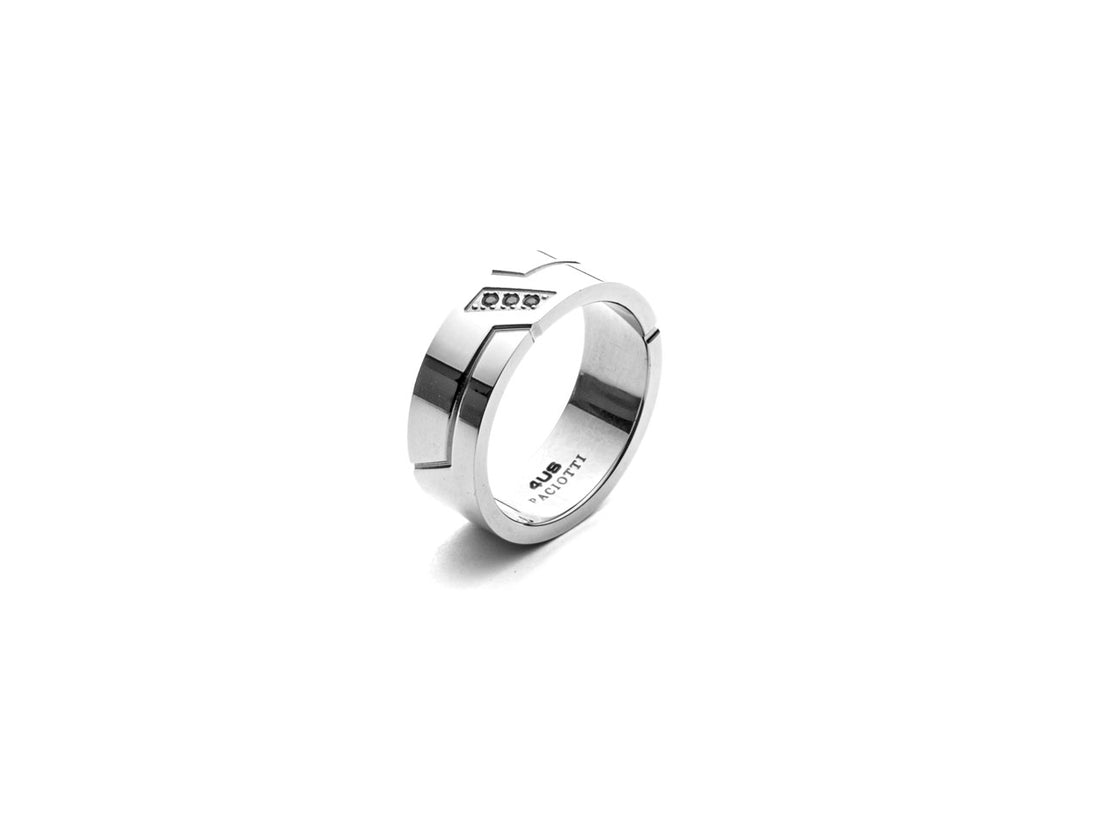 Anello Uomo 4US Cesare Paciotti Acciaio con Zirconi neri Misura 22 4UAN5667-22