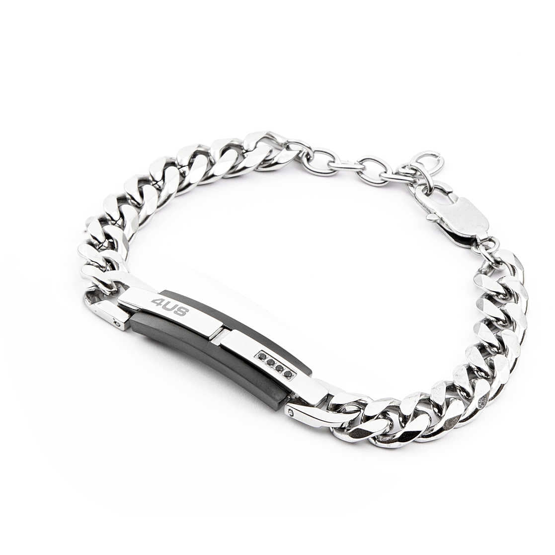 Bracciale Uomo 4US Cesare Paciotti  acciaio con maglie ceramica nera 4UBR4099