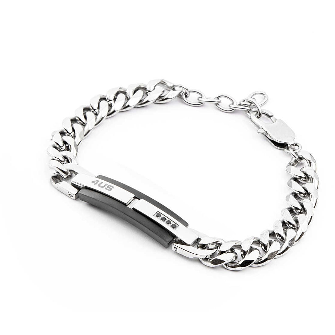 Bracciale Uomo 4US Cesare Paciotti  acciaio con maglie ceramica nera 4UBR4099