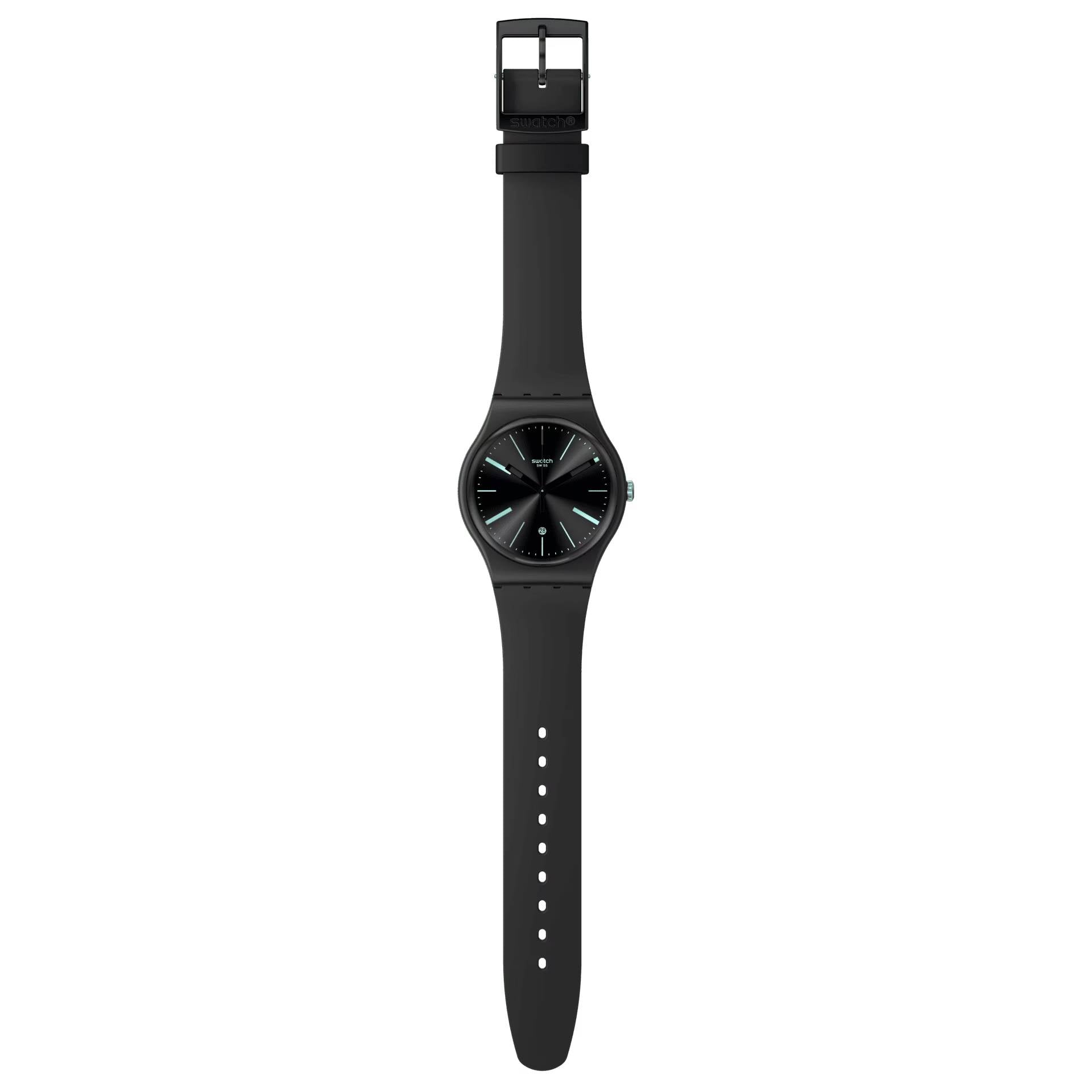 Orologio Unisex Swatch A Dash Of Green Quarzo Solo Tempo Nero Verde Data SO29B404