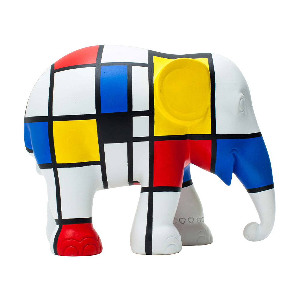 Scultura Elefante OnlyLux Hommage To Mondriaan 15 cm Resina Dipinto A Mano 8858831241626