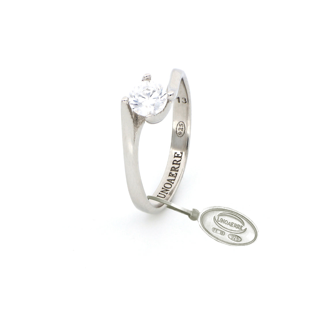 Anello Donna Unoaerre Argento 925 Solitario Zircone Bianco 504462 Misura 13
