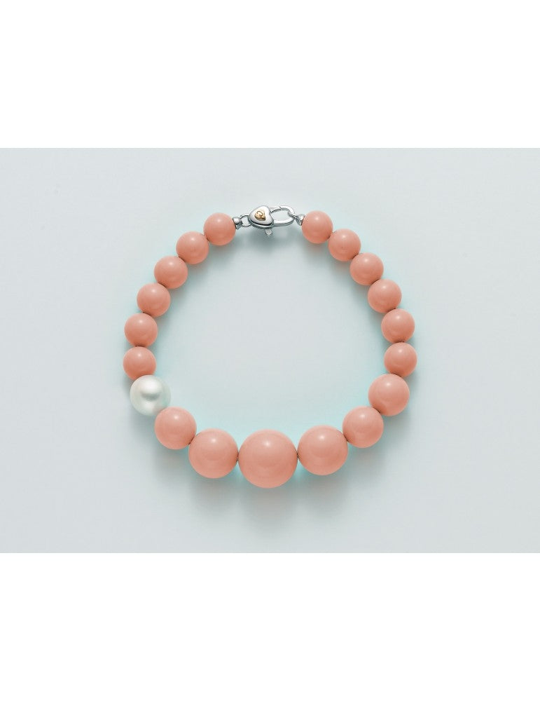 Bracciale Miluna Donna Perla Pasta Di Corallo Rosa 9,5-10 mm
