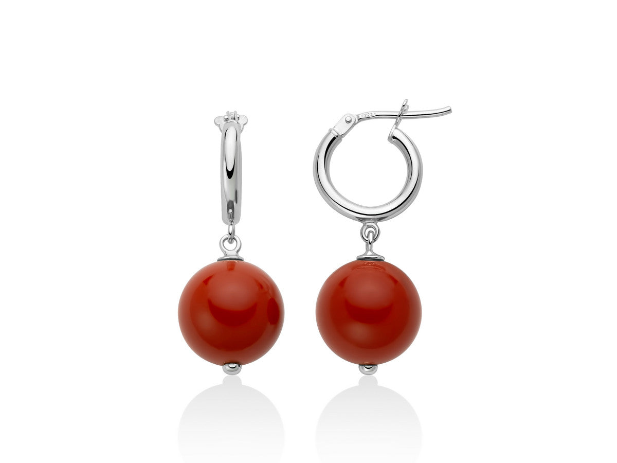 Orecchini Donna Argento 925 Pendenti Miluna Pasta Di Corallo Rosso PER2824