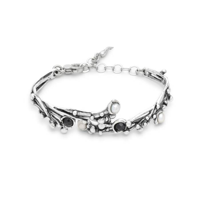 Bracciale Donna Giovanni Raspini Argento 925 Semirigido Aura Perle Naturali Onice 12690