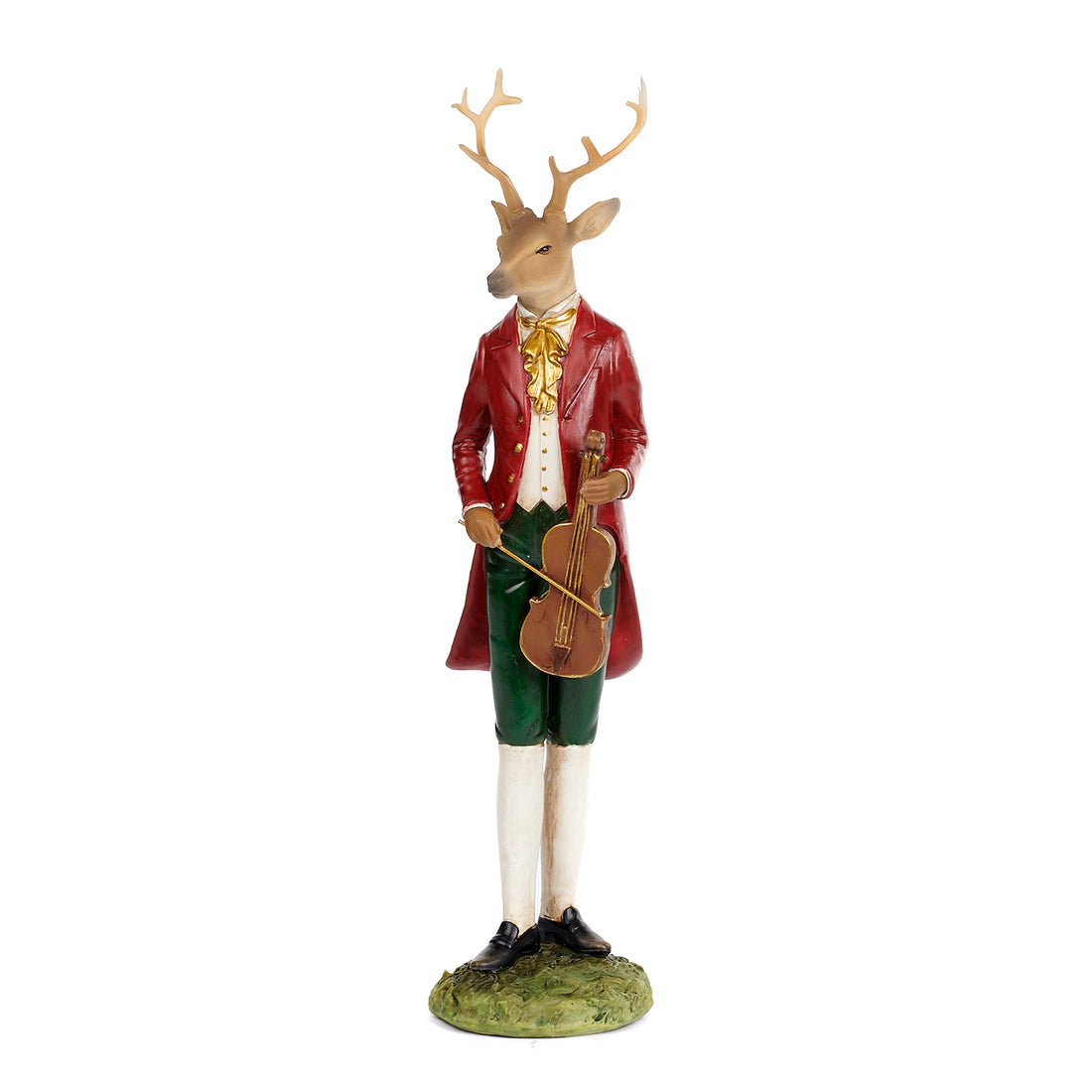 Renna Violino Natalizia Goodwill Artigianale Pupazzo Scultura Altezza 30,5 cm MC 38035