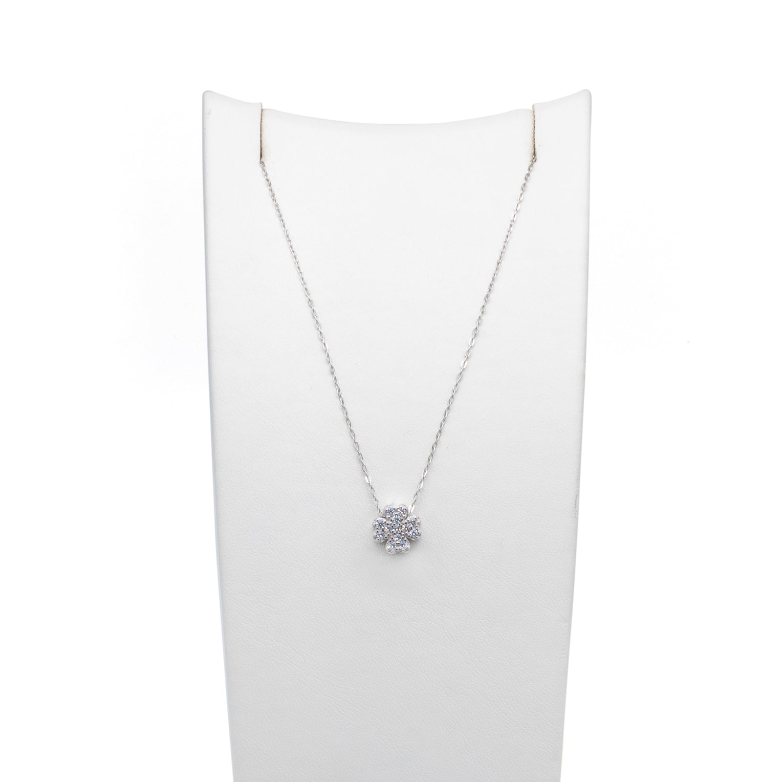 Collana Donna Re Mida Argento 925 Quadrifoglio Zirconi Bianchi C008