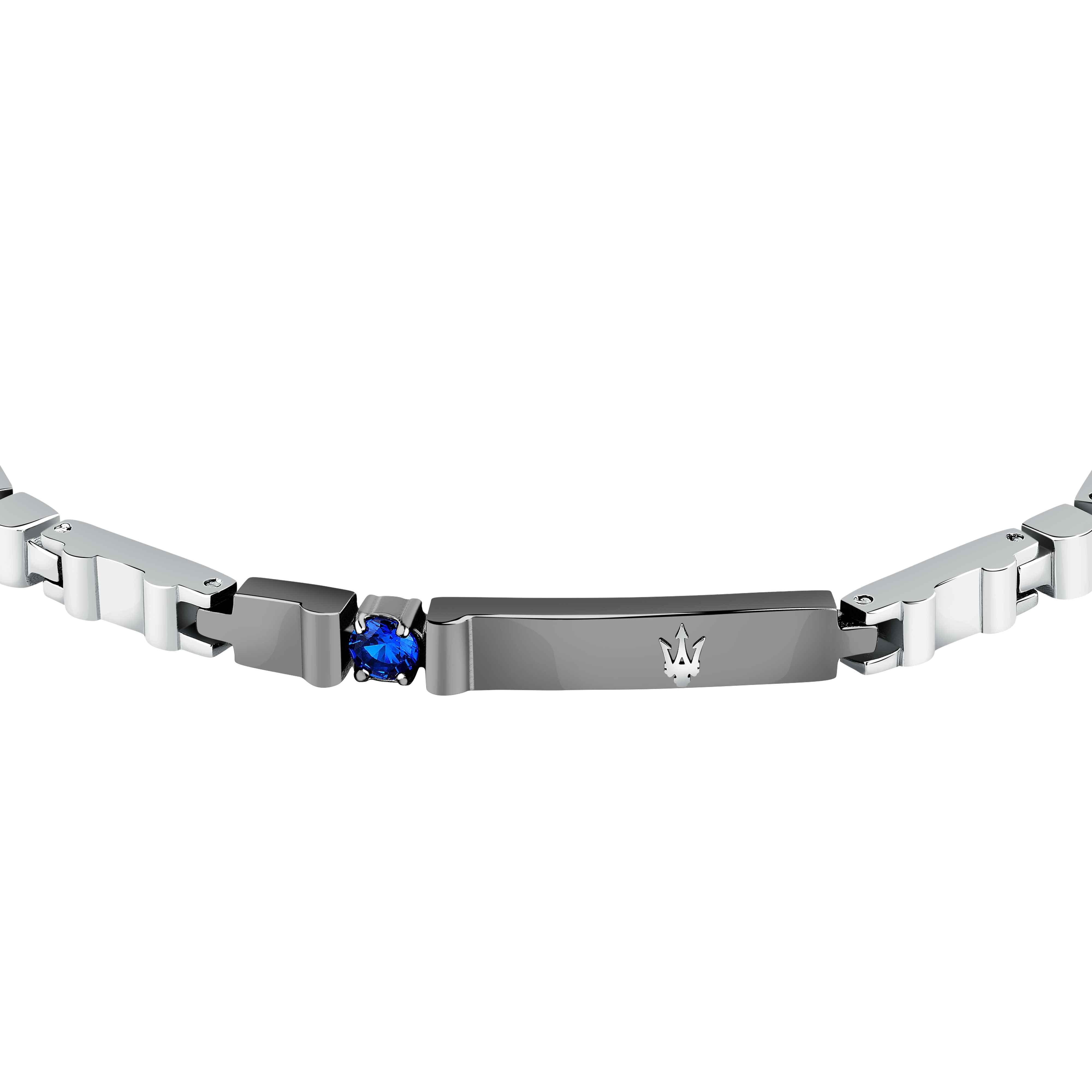 Bracciale Uomo Maserati Acciaio Zirconi Neri Logo Tridente JM224AXO03